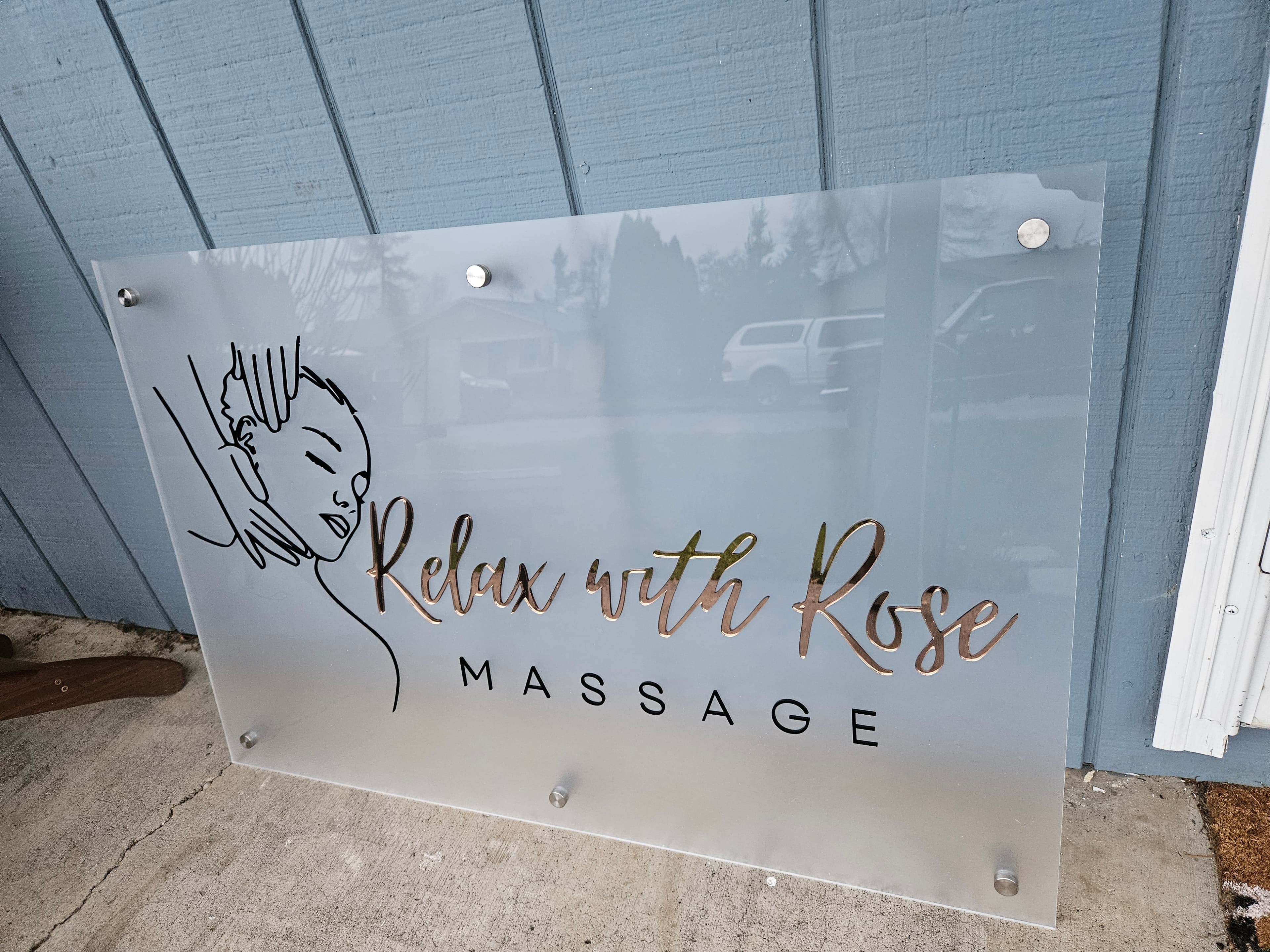 Frosted acrylic storefront sign