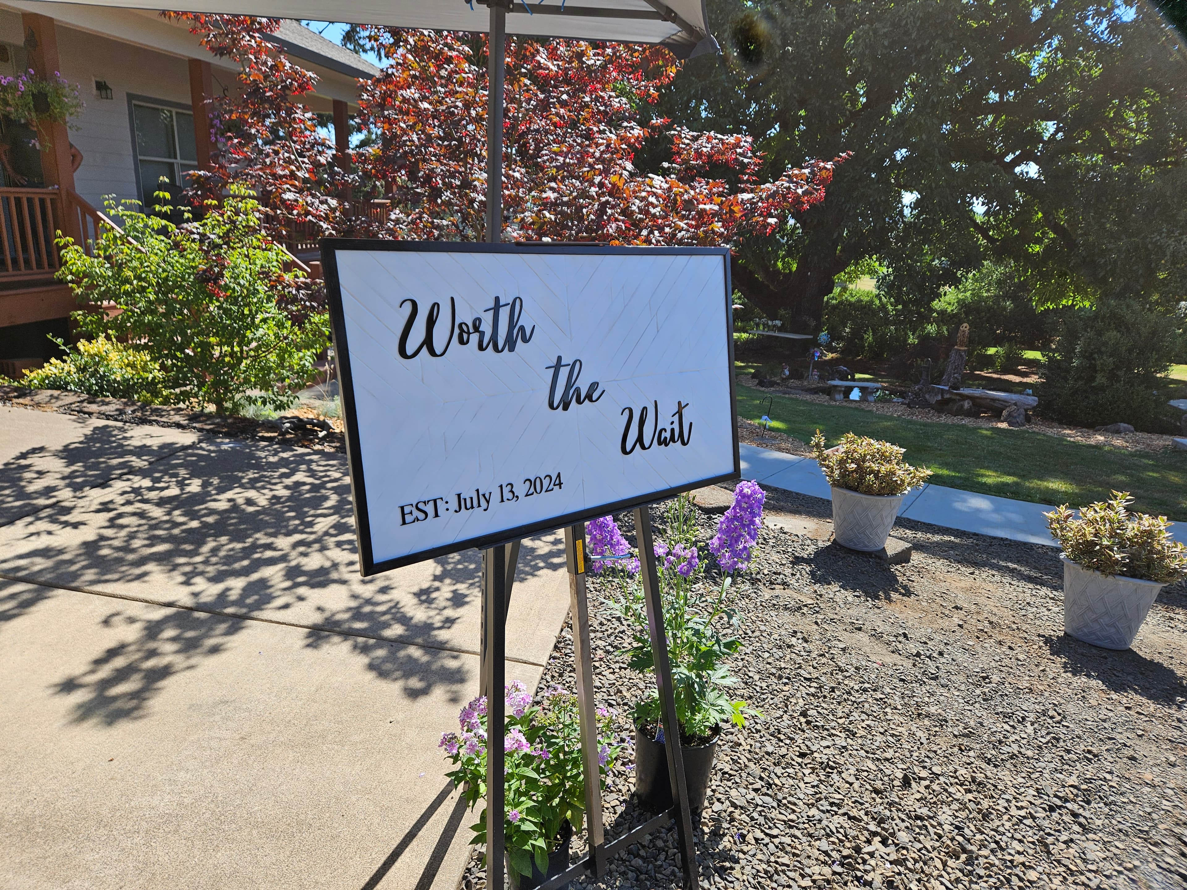 Custom easel sign made for a wedding
